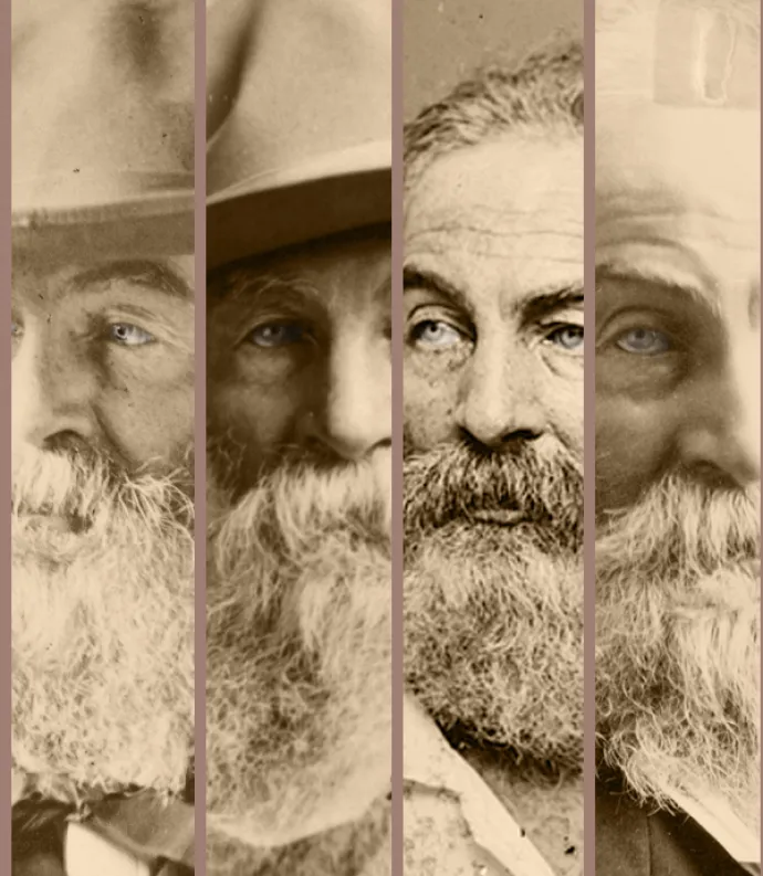 Photo montage of eight Walt Whitman portraits