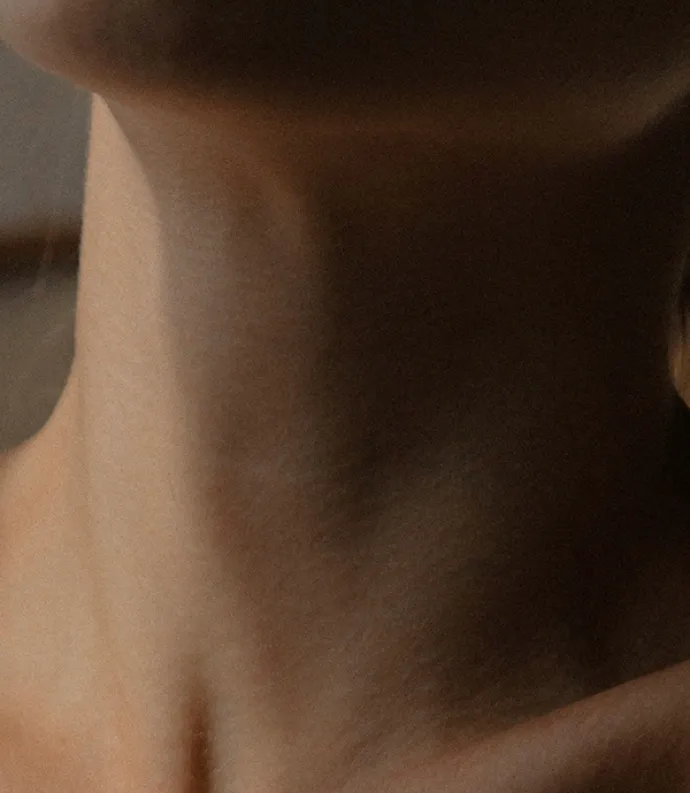 Close up shot of a woman's neck