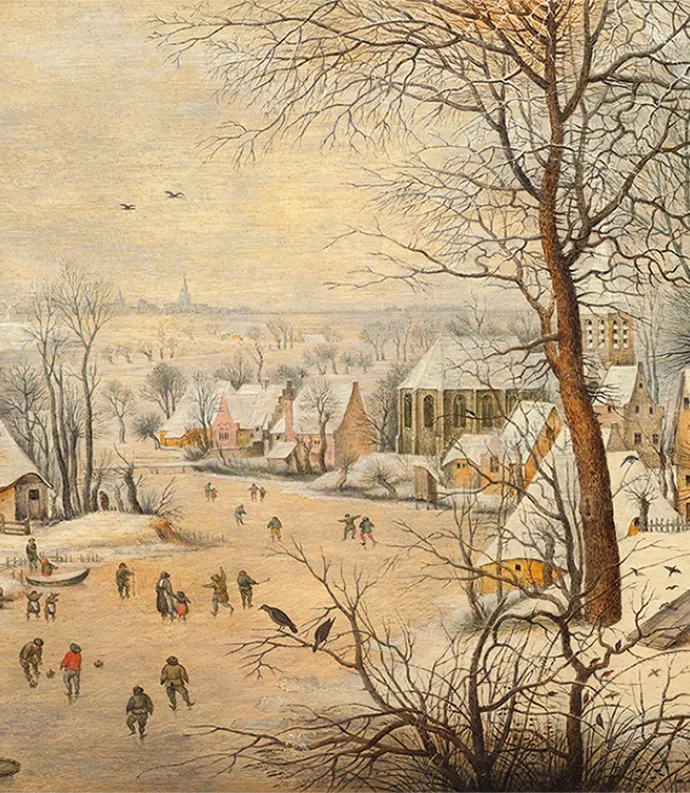 Ice Skaters on a Frozen Lake