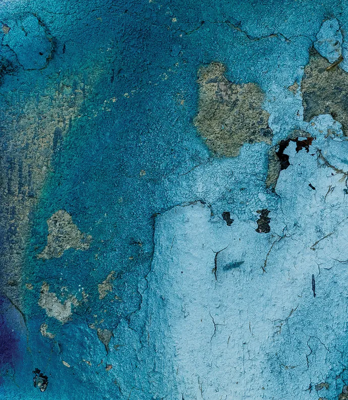 peeling blue paint