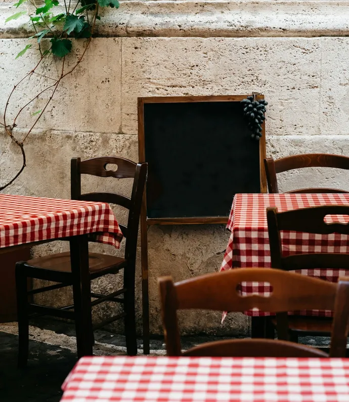 Table from an Italian trattoria