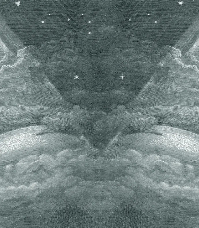 monochromatic engraving of the sky
