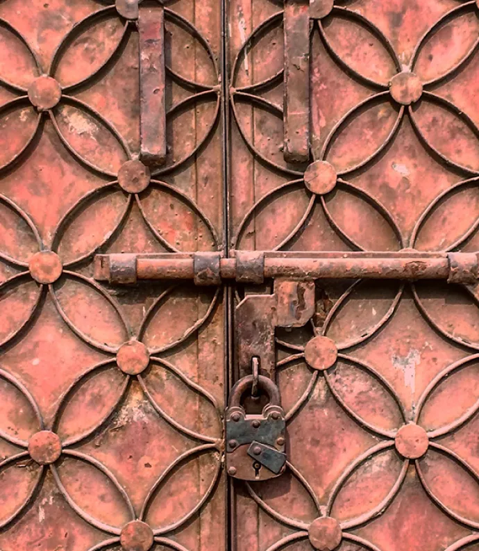 Red door with lock