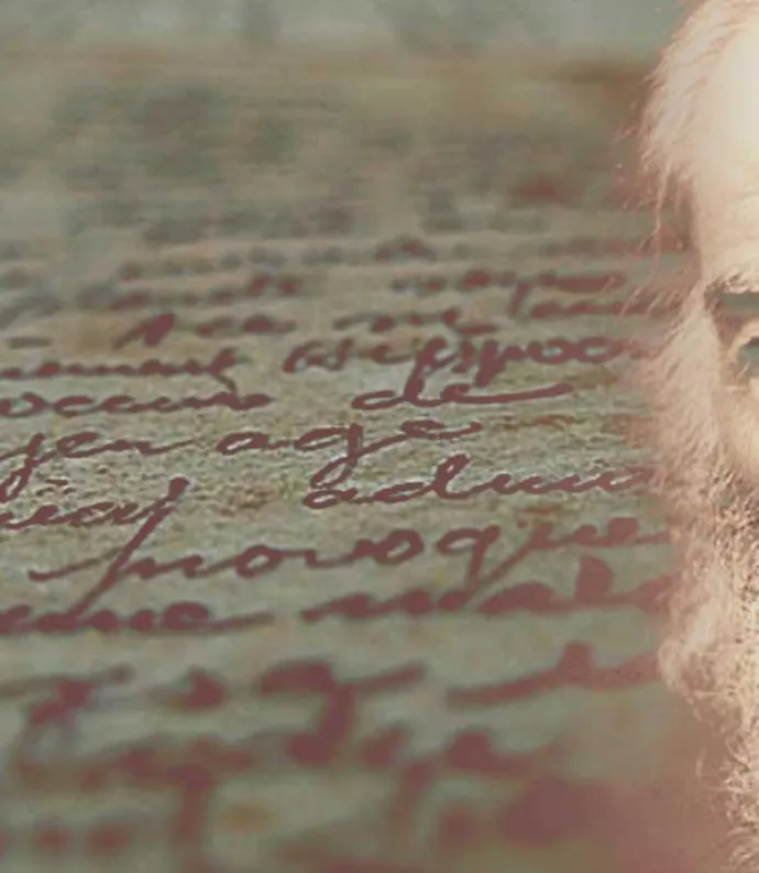 Whitman foregrounded on a scroll of cursive