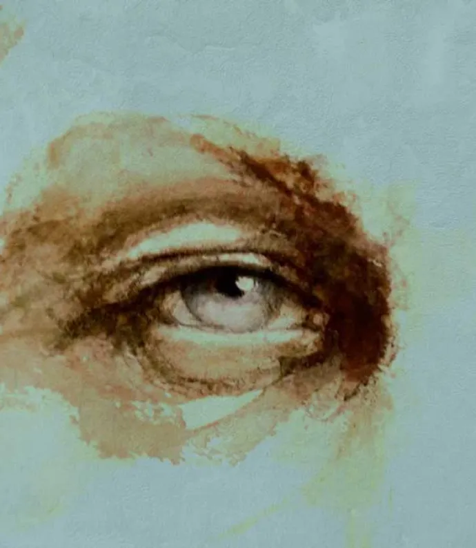 Etching of a close up on a face