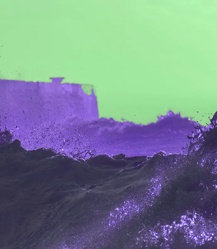 Purple ocean, green sky