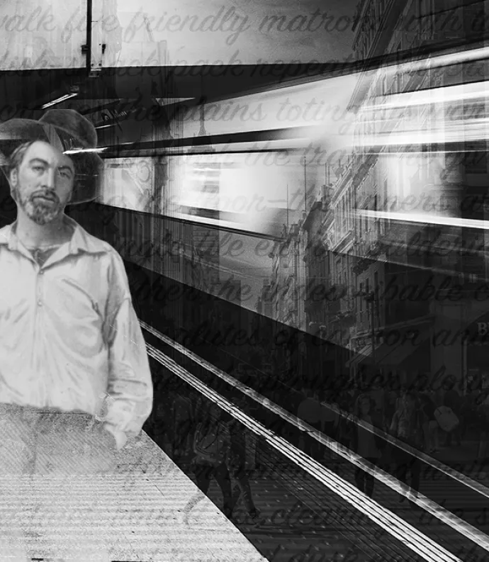 Whitman at a train
