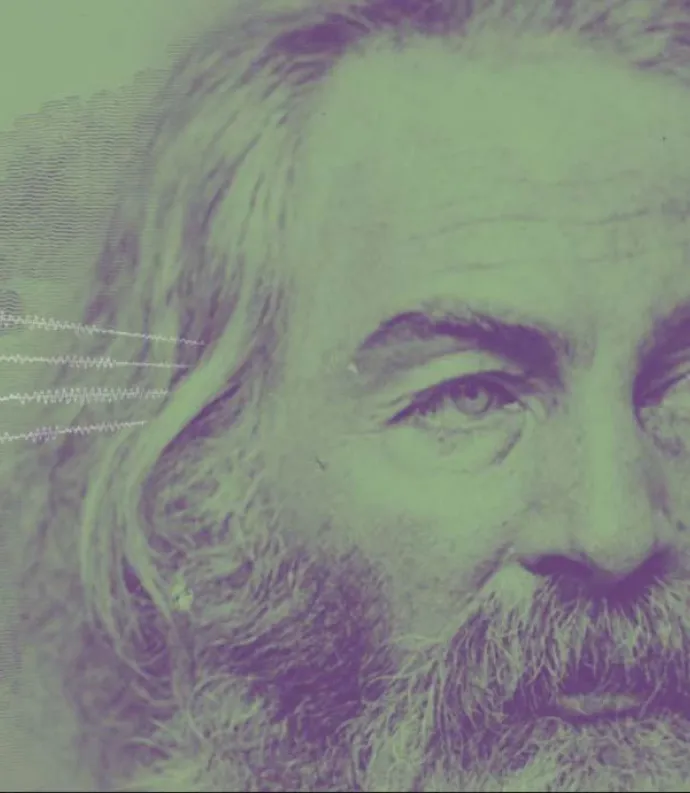 Whitman with a green tint and clouds