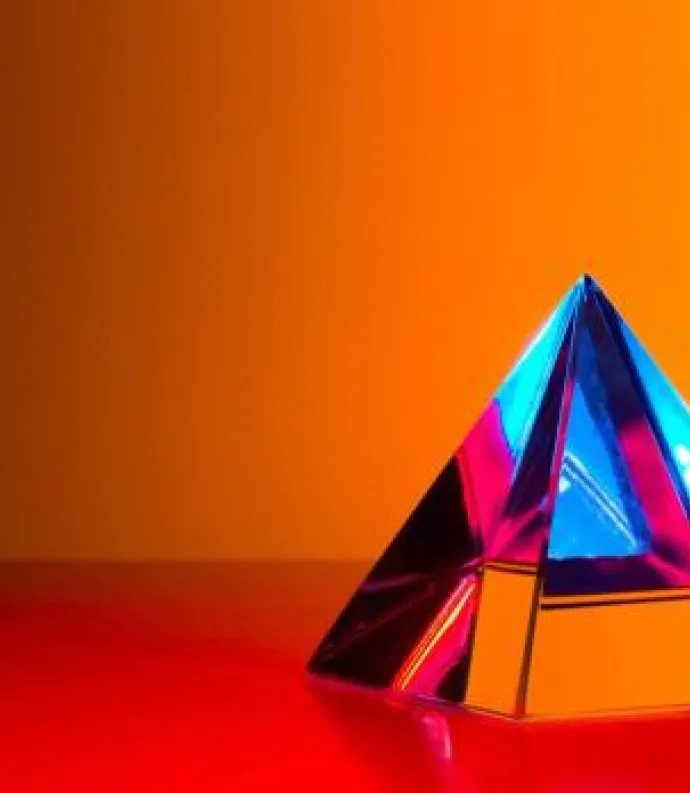 prism pyramid on orange background