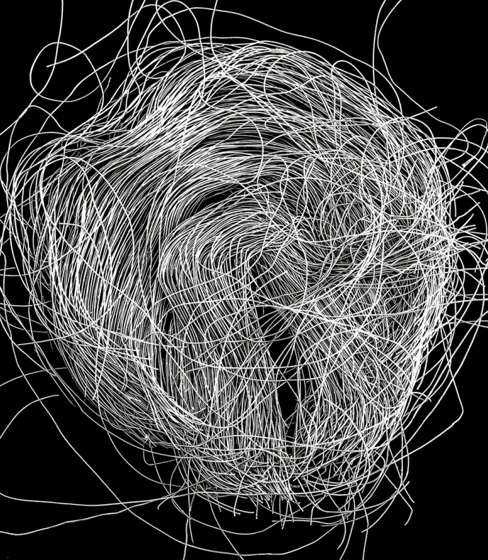 white squiggly lines on black background