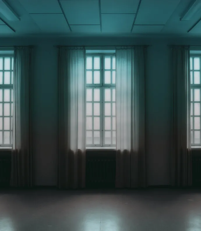 empty room with three windows