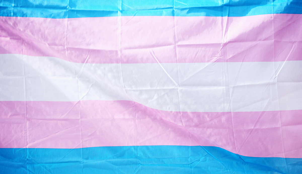 Light blue, pink, and white stripes of a trans flag